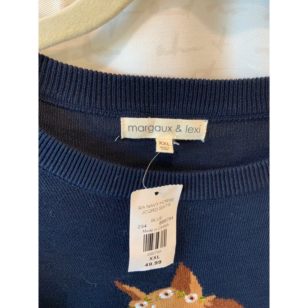 NWT Margaux Lexi Horse Embroidered Ruffle Sweatshirt XXL - Picture 4 of 4